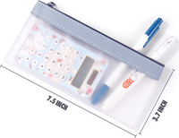 Gelory Porte-stylo multifonctionnel Trousse à crayons transparente Teens Portable Stationery Organizer Pencil Pouch with Zipper