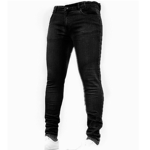 بنطلون جينز رجالي جديد بالجملة بتصميم ضيق وقصة قلم رصاص بلون سادة للاستخدامات الخارجية، بنطال جينز رجالي كاجوال بقصة نحيفة - Product Image 3