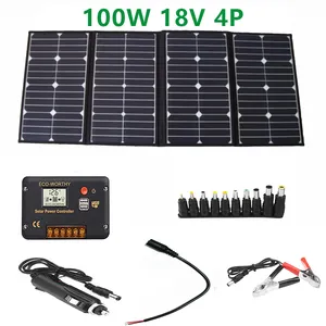 Panneau solaire 100w 18V comme chargeur solaire pliable portable pour Camping Van RV Kit de panneau solaire 200W avec contrôleur d'énergie solaire