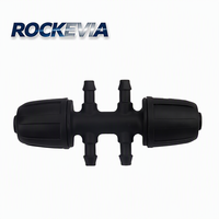 ROCKEVIA Raccord de distribution à six voies 8/12 mm avec verrouillage 4/7 mm pour irrigation goutte à goutte, répartiteur de tuyau PP noir pour serre, ferme, jardin, pelouse, verger