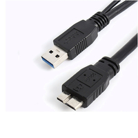 Kabel USB 3.0 Micro-B Y, Kabel Enclosure HDD dengan Kabel Daya Tambahan USB2.0 untuk Hard Disk 2.5"