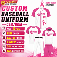 Maillot de baseball personnalisé PURE USA avec ruban rose pour la sensibilisation au cancer du sein, pour hommes, faible MOQ, kit de baseball pour jeunes, ensemble uniforme d'entraînement