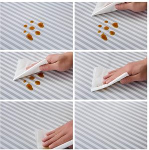 Huihe Elegant Stain-Resistant <strong>Striped</strong> Vinyl <strong>Table</strong> <strong>Cloth</strong> Durable PVC <strong>Table</strong> Pad Wipeable <strong>Table</strong> Topper for Family Meals/Gatherings - Product Image 5