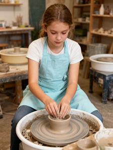 Durable Kids Canvas Workshop <strong>Apron</strong> With Built in Kickstand Legs Full Coverage Art Smock for Young Potters and Little Makers - Product Image 1