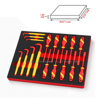 Ensemble d'outils d'électricien de 124 pièces, isolé 1000V, certifié GS, avec plateau en mousse EVA à 6 tiroirs, kit de clés à douilles pour travaux électriques et automobiles