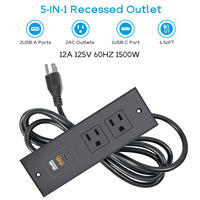 ETL répertorié charge rapide 20W PD USB C Port carré intégré prise d'armoire cachée encastrée multiprise mobilier de bureau en plastique