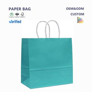 Bolsas de Papel Kraft Antigrasa con Logotipo Personalizado Impreso, con Asas Reciclables, para Ropa, Embalaje, Regalos y Exposiciones - Product Image 1