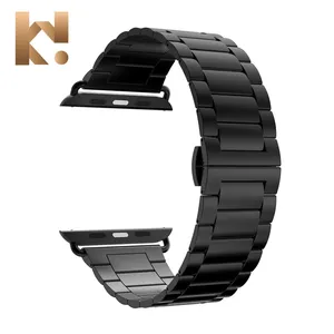 Keepwin solido 304 cinturino con fibbia a farfalla Ultra sottile stampato in acciaio inossidabile per Apple iWatch 49 45 44 42 41 40 38 mm