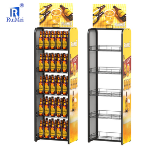 Exhibidor <span class=keywords><strong>de</strong></span> Cerveza Metálico <span class=keywords><strong>de</strong></span> 5 Niveles, Exhibidor <span class=keywords><strong>de</strong></span> Botellas <span class=keywords><strong>de</strong></span> Bebidas con Panel Impreso Personalizado para Minoristas y Supermercados - Product Image 1