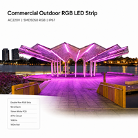 Bande LED double rangée WISMART AC220V SMD5050 RGB 96 LED/m 15mm IP67 Étanche Rouleau de 100m 4 Broches Éclairage Commercial Extérieur