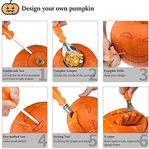 Halloween Pumpkin Carving Tool Stainless Steel Graver Suit Scraper for Kitchen Art Manual Operation - Product Image 5