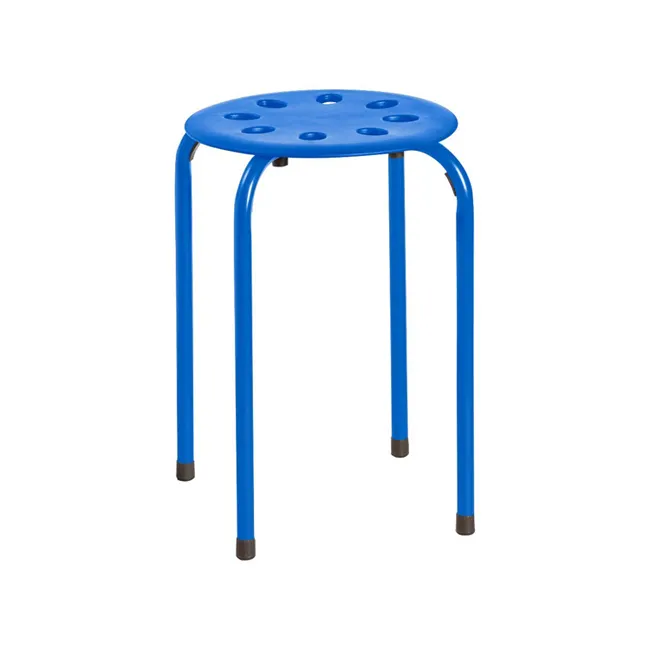 Stackable Plastic Stool With Metal Legs