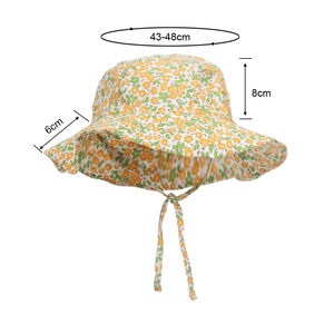 Sombreros de algodón con estampado de ala ancha al por mayor a la moda, bonitos sombreros Reversibles de playa para el sol del bebé, sombrero de cubo para niños y niñas - Product Image 3