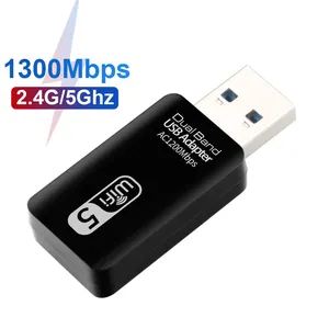 Fabrieksprijs Rtl8812bu 2.4Ghz En 5Ghz Usb Draadloze Adapter 1300Mbps Dual Band Wifi Dongle 802.11ac Wi Fi Stick Usb