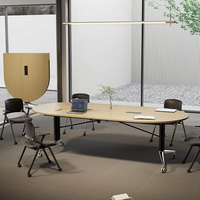 Table de conférence pliante en bambou Mekia, design moderne et minimaliste, mobile, 10 places, pour bureau, salle de réunion, extérieur