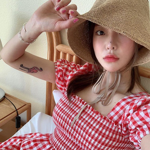 拉菲草手工编织可折叠宽檐渔夫帽女式带带日式夏季沙滩海边防晒 - Product Image 2