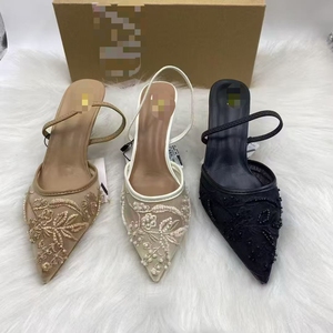 F829 Nuevo Za * Mujeres Tacones Zapatos de vestir de fiesta Sandalias de tacón alto personalizadas Zapatos bordados para damas Zapatos planos de ballet Stock - Product Image 4