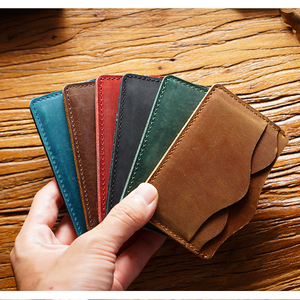 YY Originele eenvoudige, echte lederen retro heren casual handgemaakte kaarthouder, duurzame waterdichte portemonnee met meerdere slots - Product Image 4