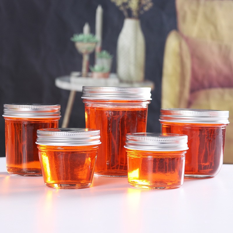 In stock 80ml 100ml 300ml 500ml glass honey storage jar with lid