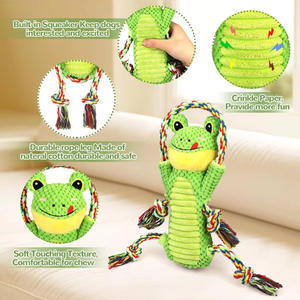 Giocattolo Interattivo per Cani: Simpatico Rana di Peluche con Corda Annodata, Gioco Sonoro per Tiro alla Fune, Giocattolo Rompicapo per la Pulizia dei Denti - Product Image 2