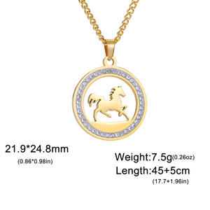 <span class=keywords><strong>Collana</strong></span> con <span class=keywords><strong>Ciondolo</strong></span> <span class=keywords><strong>Cavallo</strong></span> in Corsa Myshape, in Acciaio Inossidabile con Strass, Girocollo per Amanti dei Cavalli, Gioielli Natalizi - Product Image 6