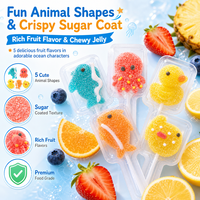 Assortiment de sucettes gélifiées sucrées à thème animal marin, 18 grammes, boîte de 50 pièces