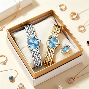 Reloj de <span class=keywords><strong>Mujer</strong></span> de Lujo, Marca Famosa, Ovalado, Estilo Antiguo, Números Arábigos Dorados, Movimiento de Cuarzo, Caja de Aleación, Diseño Minimalista y Ligero - Product Image 1