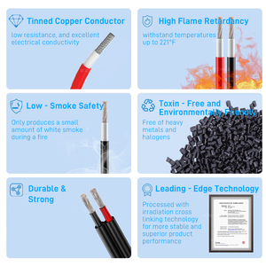 Cáp <span class=keywords><strong>PV</strong></span>, đầu nối tấm pin mặt trời, hỗ trợ OEM, nhà máy sản xuất cáp năng lượng mặt trời Trung Quốc, cáp năng lượng mặt trời 4mm2, hệ thống năng lượng mặt trời, màu đỏ, trạm điện, đồng, điện áp thấp, 1M - Product Image 3