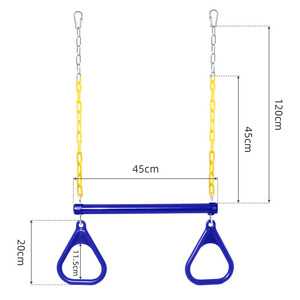 ห่วงแกว่งสำหรับเด็ก อุปกรณ์ออกกำลังกาย 45x73 ซม. เหล็ก พลาสติก อุปกรณ์สนามเด็กเล่นกลางแจ้ง สำหรับเด็กอายุ 5 ถึง 7 ปี - Product Image 5