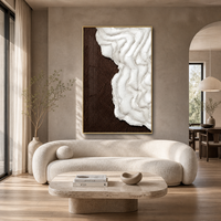Décoration murale moderne Wabi-Sabi en plâtre texturé 3D, peinture sur toile abstraite géométrique minimaliste, relief sculpté à la main encadré