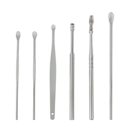 Kit professionnel de 6 cure-oreilles en acier inoxydable durable, écologique, pratique et portable, avec outil de retrait de cérumen à ressort spiralé