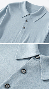 ग्रीष्मकालीन पुरुषों के शहतूत रेशम कश्मीरी लेपल पोलो कस्टम बुना हुआ कश्मीरी टी-शर्ट ढीली व्यापार लघु आस्तीन आकस्मिक कश्मीरी पुलोवर - Product Image 3