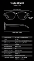 Lunettes Intelligentes IA avec Caméra 13MP, Enregistrement Vidéo 4K, Double Micro Anti-Bruit, Transfert de Données WiFi, Vente en Gros OEM