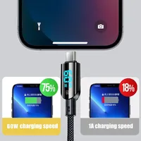 PD 60W Type-C 3A Câble de charge rapide PVC USB 3.0 pour appareil photo Téléphones mobiles Tablettes