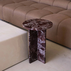 <span class=keywords><strong>Tavolino</strong></span> <span class=keywords><strong>Laterale</strong></span> in Marmo Kumusi, Lussuoso <span class=keywords><strong>Tavolino</strong></span> in Marmo Naturale Rosso Levanto per Camera da Letto - Product Image 2