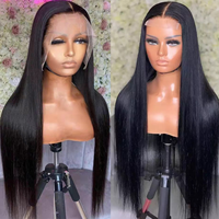 ZSF Rambut Manusia Perawan Brasil Wig Renda Depan Halus Lurus Wig Renda HD Wig Rambut Manusia Warna Alami untuk Wanita Hitam