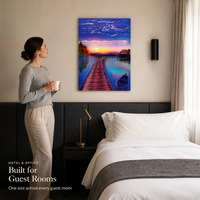 Impression sur toile Sunset Lake Wooden Pier, sans cadre, 50x70cm, paysage marin, art mural pour salon, chambre à coucher, décoration de la maison