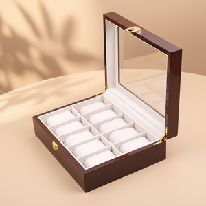 Scatola Regalo per Orologi di Lusso in Legno Laccato Lucido Marrone con Logo Personalizzato e Morbida Fodera in Velluto per Orologi di Prestigio - Product Image 4