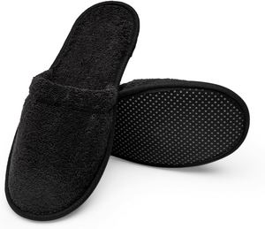Chaussons d'intérieur jetables en polaire corail moelleuse, écologiques, à bout fermé, grande taille, avec semelle rembourrée pour hôtel - Product Image 2