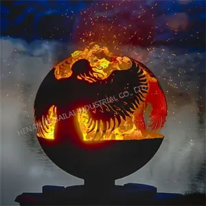 Metal içi boş küre dekorasyon ateş çukuru ateş çukuru topu açık ateş çukuru topları ile