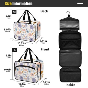 Customs logo Waterproof Travel <b>Cosmetic</b> Organizer <b>Bag</b> <b>Large</b> Size Portable Polyester Hanging Toiletry Makeup <b>Bag</b> - Product Image 3