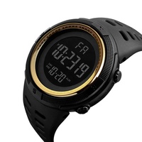 Montre électronique pour homme, style étudiant, tendance influenceur, horloge numérique LED, boîtier 50 mm, plastique TPU, bracelet 21 mm, verre minéral, étanche 10 m