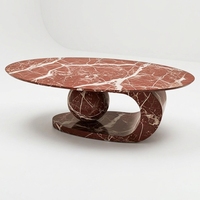 Table basse moderne en marbre rouge Rosa Levanto, prix usine, pour salon et chambre à coucher
