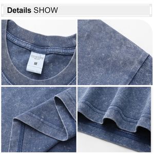 T-shirt vintage lavé de haute qualité en gros AK28, t-shirt surdimensionné à épaules tombantes, t-shirt avec logo personnalisé - Product Image 4