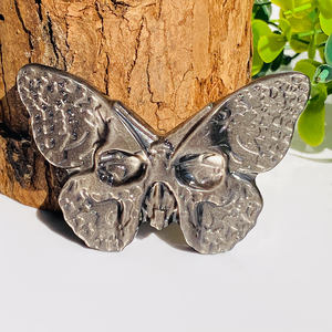 Grosir alami dipoles kupu-kupu kristal ukiran penyembuhan perak batu Obsidian permata tengkorak ukiran ornamen untuk dekorasi - Product Image 2