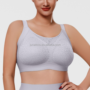 Sujetador sin aros de cobertura total con bordado floral, sujetador de encaje de triple elevación con soporte de 3 capas, sujetadores de talla grande para mujer - Product Image 5