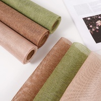 Kertas Pembungkus Gulungan Linen Warna Alami Buket Bunga Segar Paket Linen Katun Jaring Benang Bunga Buatan Tangan DIY Seni Bunga