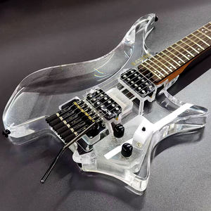 مصنع تصنيع المعدات الأصلية/ODM عالية الجودة الجسم الاكريليك 6 خيوط الغيتار الكهربائي بدون رأس-المحمولة ومريحة نموذج المبتدئين ودية - Product Image 1