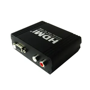 高品质黑色金属高清视频HDMI 1.4至VGA + R/L转换器支持HDCP 1.4 1080P hdmi至vga分路器即插即用