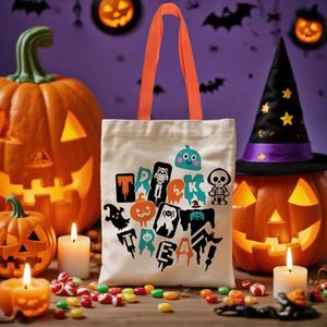Bolsas de Lona Personalizadas para Halloween, Bolsas de Lona para Regalos, Bolsas de Lona para Dulces con Diseño de Calabaza, Bolsas de Lona Personalizadas - Product Image 5